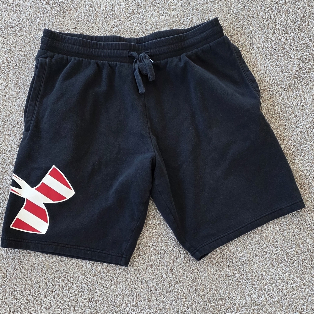 Under Armour Men's Black Shorts with Red Logo